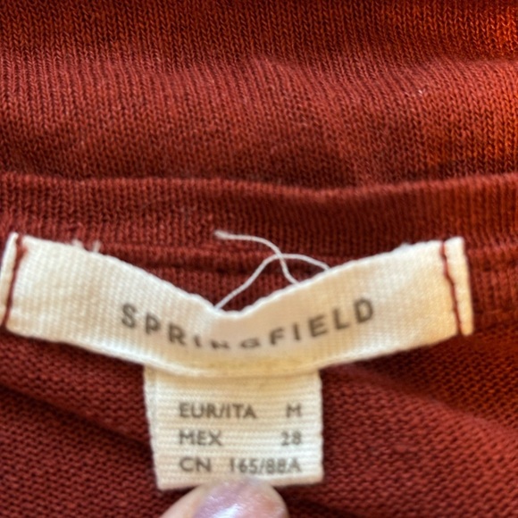 Springfield Women's Long Sleeve Tee with Crochet Detail Orange Rust Size Medium - Picture 3 of 3